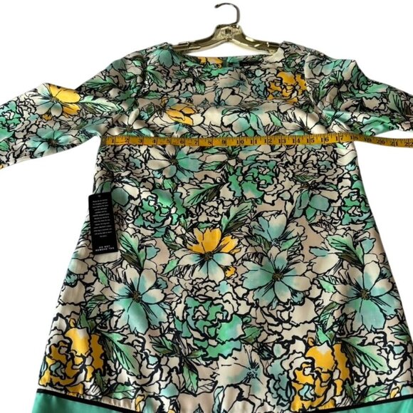 The Limited Womens Floral Print Tunic Dress S Green/Yellow Polyester 3/4 Sleeve - Picture 9 of 9